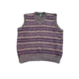 VINTAGE HUNT CLUB WOOL VEST GRANDPA STRIPED PATTERN SIZE LARGE